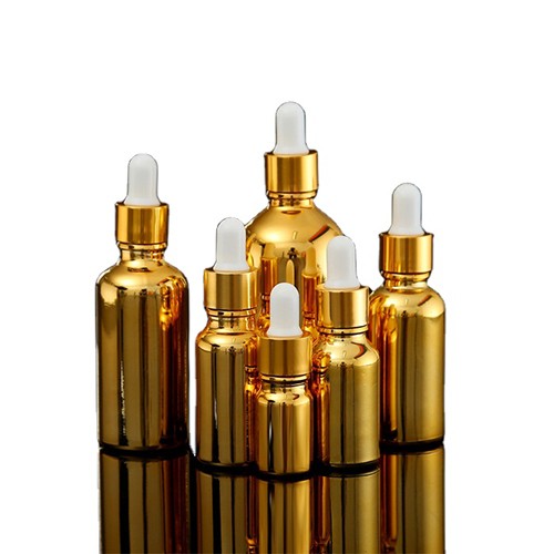 Personalized Glass Dropper Jar Gold and Silver Electroplate Surface Luxury Essential Oil Empty Glass Bottle Wholesale from China Factory 