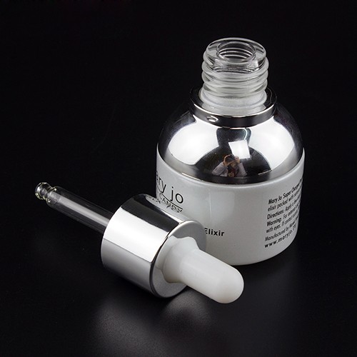 Personalized Glass Dropper Wholesale White Empty Eye Essential Oil Glass Bottle with Gold or Silver Collar Cap from China Factory 