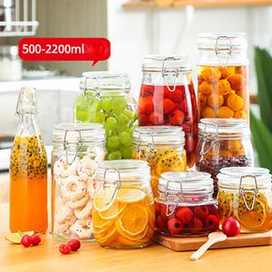 Wholesale Pickle DIY Fermentation Food Lead Free Storage Glass Jar Container with Stainless Steel Lock Cap 