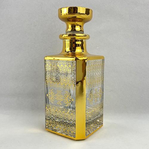 Real Gold Decorative Vintage Perfume Essential Oil Glass Bottle