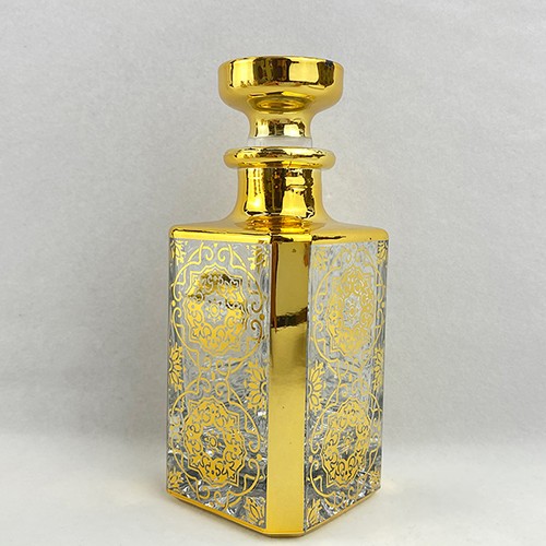 Real Gold Decorative Vintage Perfume Essential Oil Glass Bottle