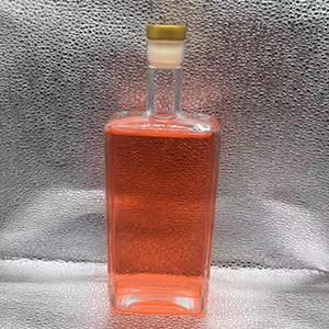 No. 3 of 500 ML Rectangle Clear Glass Wine Bottle with Cork