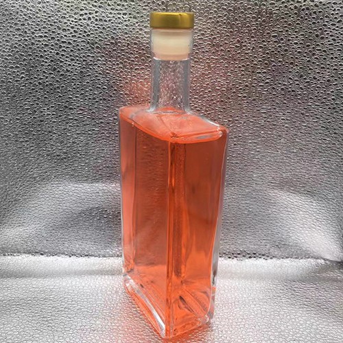 No. 3 of 500 ML Rectangle Clear Glass Wine Bottle with Cork
