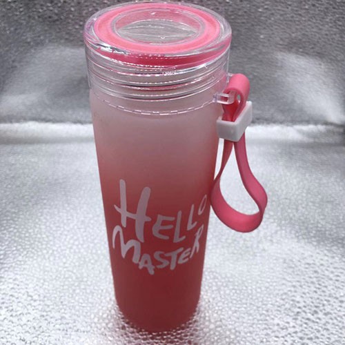 380 ML Red Frosted Cylinder Water Glass Bottle for Customization