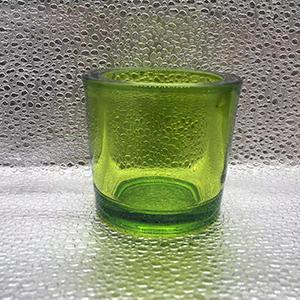 3.2 OZ 8 mm Thick Wall Clear Green Glass Candle Cup