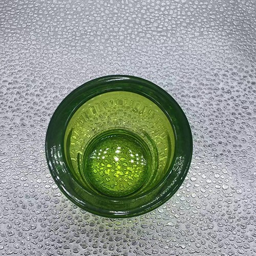 3.2 OZ 8 mm Thick Wall Clear Green Glass Candle Cup