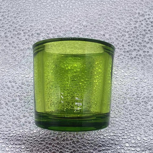 3.2 OZ 8 mm Thick Wall Clear Green Glass Candle Cup