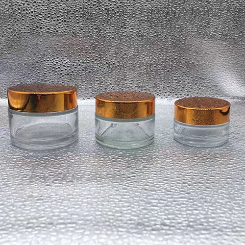 Various Capacity Transparent Cream Glass Jar with Gloden Plastic Screw Cap