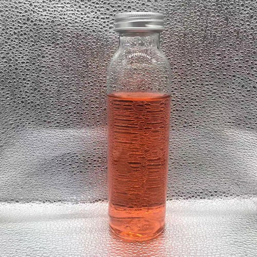 11.8 OZ Transparent Cylinder Beverage Glass Bottle with Aluminum Cap