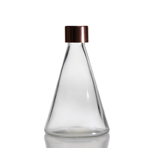Wholesale Glass Diffuser Aromatherapy Bottle Conical Flask Clear Glass Jar with Reed Flower for Essential Oil Perfume Fragrance 