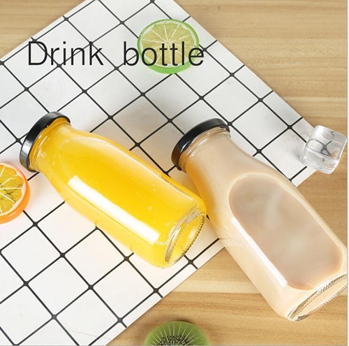 Wholesale Beverage Milk Juice High Flint Glass Clear Bottle Jar Package with Color Metal Screw Cap