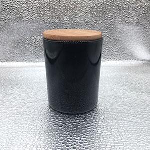 200 ML Wholesale Black Glass Candle Holder with Bamboo Lid