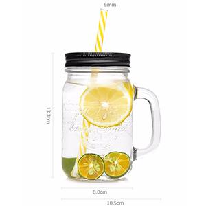 Wholesale Bulk Sale 480 ml Transparent Classic Mason Drinking Jar with Metal Cap Spoon Straw for Summer
