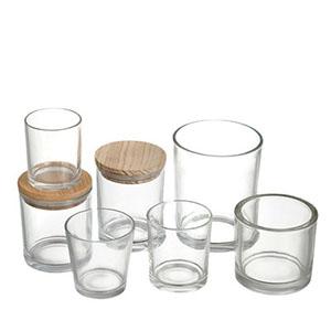 Wholesale Clear Glass Cup for Soy Wax with Bamboo Lid