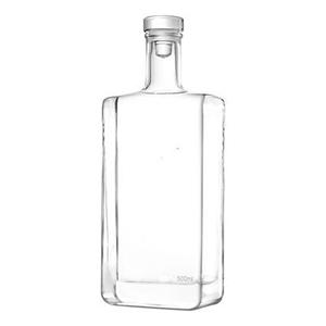 Wholesale Clear Glass Wine Bottle Rectangle Crystal Bottle with Cork for Whisky Vodka Liquor