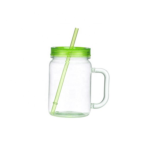 Wholesale Custom Color Logo High Flint Glass Mason Jar With Straw for Drinkg 