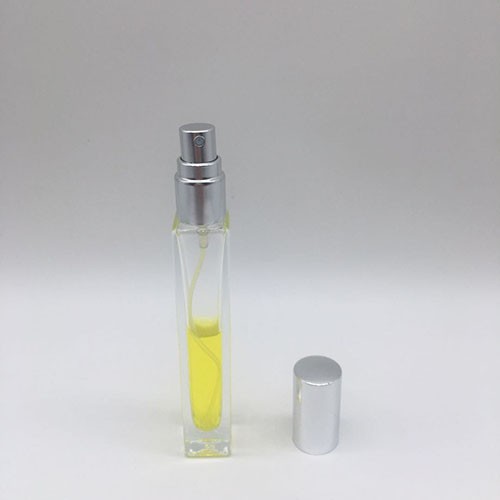 Wholesale 10 ML Custom Empty Transparent Square Perfume Glass Vial Bottle with Pump Sprayer 