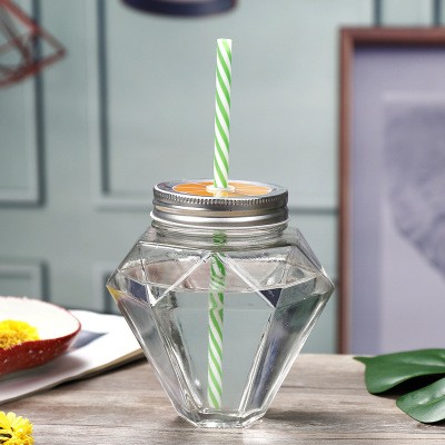 Wholesale Diamond Shape Mason Glass Cup 