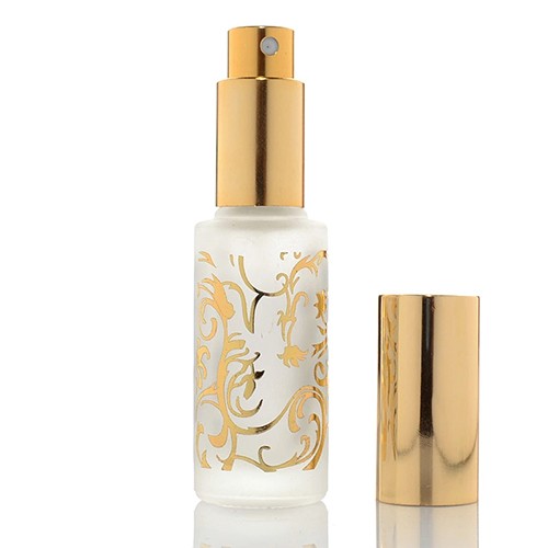 Wholesale 4 OZ Empty Atomizer Refillable Clear Glass Luxury Perfume Jar with Gold Stamping Logo