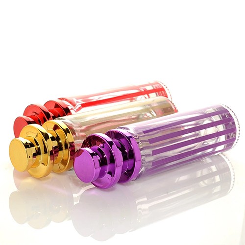 Wholesale Empty Atomizer Clear Glass Perfume Jar with Multicolor Strip Pattern on Body