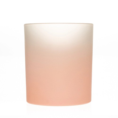 Wholesale 300ml Empty Cylinder Round Frosted Orange Luxury Glass Candle Jar Holder