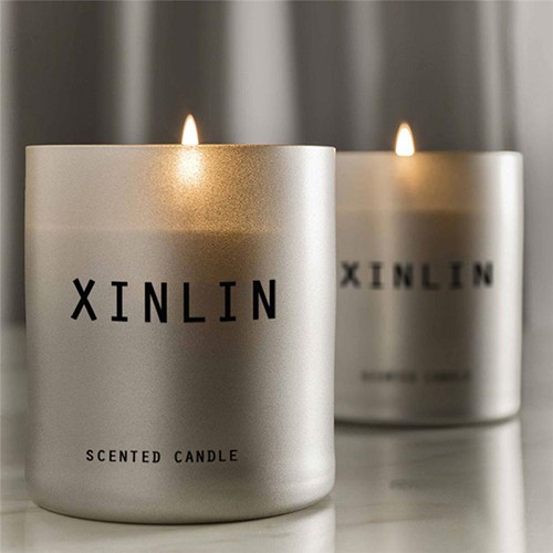 Wholesale Empty Glass Candle Jar Silver Matte Cup with Personalized Box Label-Sinoglassbottle.com