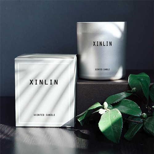 Wholesale Empty Glass Candle Jar Silver Matte Cup with Personalized Box Label-Sinoglassbottle.com