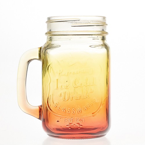 Wholesale Factory Directly 480 ML Custom Color Logo Glass Mason Jar for Drinking with Metal Cap and Plastic Straw