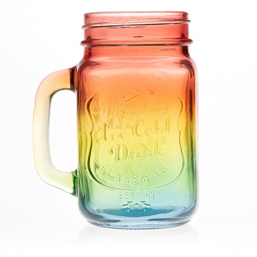 Wholesale Factory Directly 480 ML Custom Color Logo Glass Mason Jar for Drinking with Metal Cap and Plastic Straw