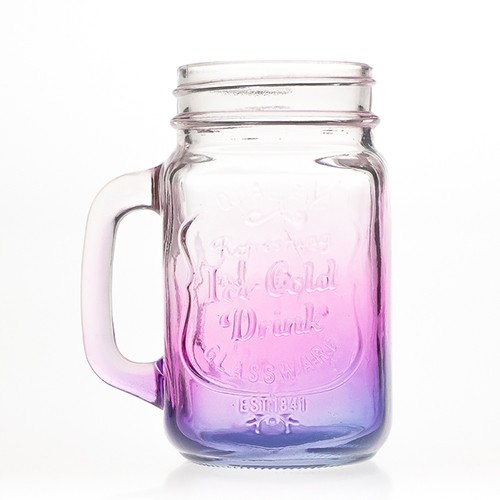 Wholesale Factory Directly 480 ML Custom Color Logo Glass Mason Jar for Drinking with Metal Cap and Plastic Straw