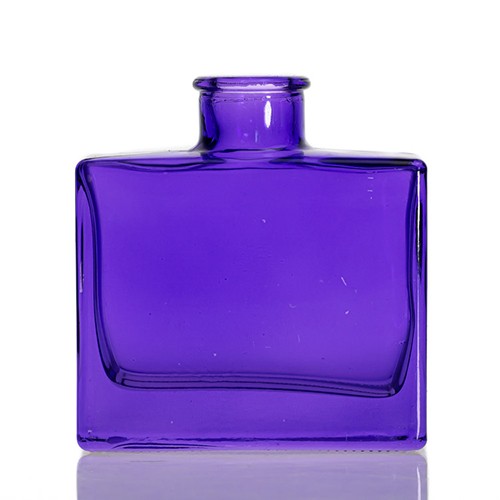 Wholesale Glass Diffuser Aroma Bottle 100 ML Rectangle Bottom Custom Purple Glass Jar for Room Air Fresher with Reed