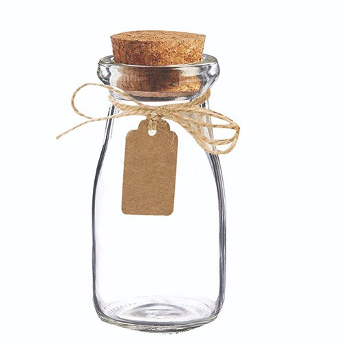 Wholesale Glass Beverage Bottle 100ml Vintage Milk Pudding Glass Jar with Natural Cork China Manufacture