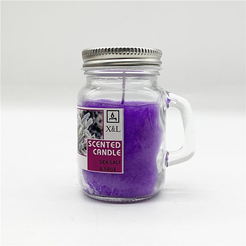 Wholesale Glass Candle Jar Handle Mason Cup with Personalized Label from China Outlet Supplier 