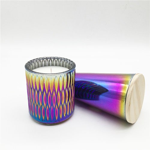 Wholesale Glass Candle Jar Rainbow Electroplated Cup Outlet for Near Me Distributor in Your Country 