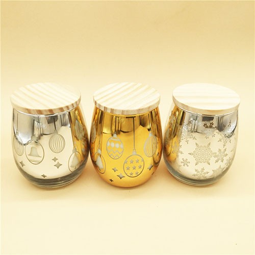 Wholesale Glass Candle Jar Electroplated Logo on Cup with Wooden Lid Outlet for Near Me Distributor in Your Country  