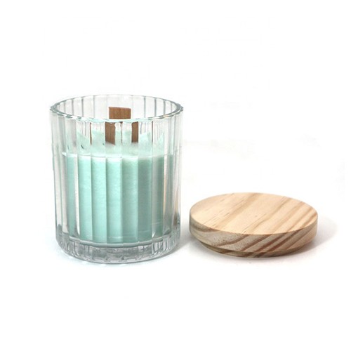 Wholesale Glass Candle Jar with Wood Lid for Ocean Scented Soy Wax with Luxury Box