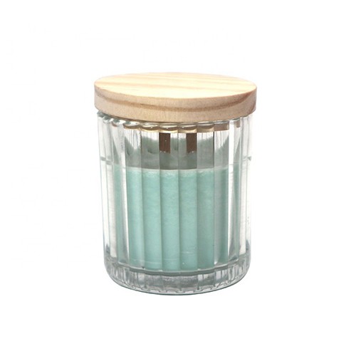 Wholesale Glass Candle Jar with Wood Lid for Ocean Scented Soy Wax with Luxury Box