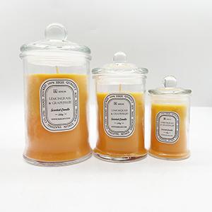 Wholesale Glass Candle Jar with Glass Lid Personalized Label Outlet for Near Me Distributor in Your Country