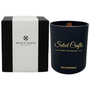 Wholesale Glass Candle Jar Empty Black Cup for Scented Soy Wax with Gold Pattern and Luxury Carton Box 