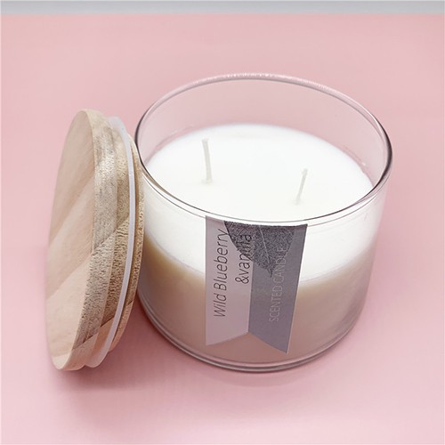 Wholesale Glass Candle Jar Personalized Label Cup with Wooden Lid in Carton Box Outlet Supplier for Distributor 