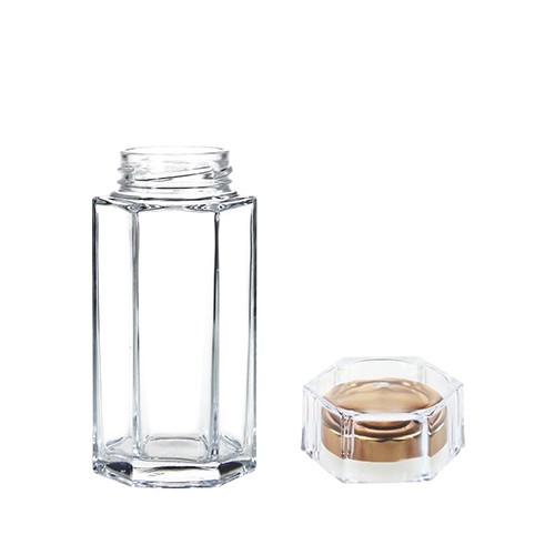 Wholesale Glass Honey Jar Buy Cheap Price Factory Stocked Hexagon Bottle with Metal Screw Cap and Acrylic Lid
