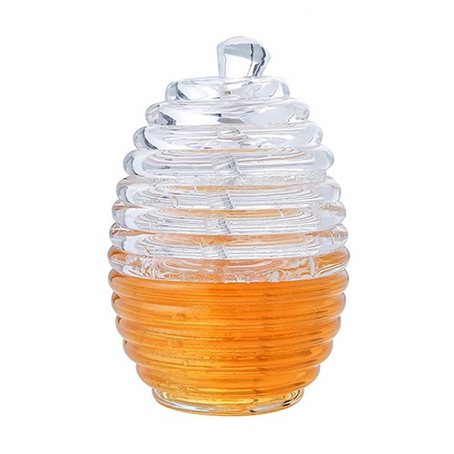Wholesale Glass Honey Jar Buy Cheap Price Factory Personalized Beehive Honeycomb Shape Glass Bottle with Spoon 