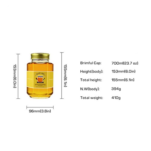 Wholesale Glass Honey Jar Buy Cheap Price Factory Stocked Hexagon Luxury Empty Honey Glass Bottle 