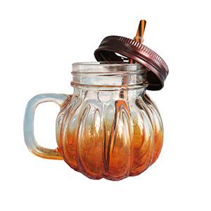 Wholesale Glass Mason Cup Personalized 12 OZ Pumpkin Shape Yellow Mason Drinking Jar Buy Cheap Price Factory