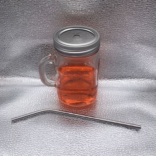 Wholesale 400 ML Glass Mason Cup with 304 Stainless Steel Drinking Straw