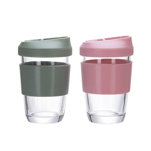 Wholesale Glass Water Milk Coffee Beverage Cup with Custom Portable Silicone Sleeve