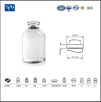 Wholesale Pharmaceutical Clear Glass Injection Vial for USP Type I,II,III