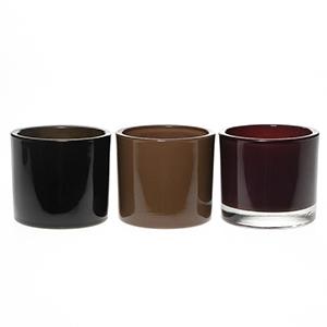 Wholesale 260ml Round Black Amber Empty Candle Glass Cup Holder  