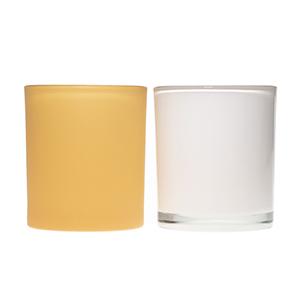 Wholesale 420ml Round White Orange Empty Candle Glass Cup Holder  
