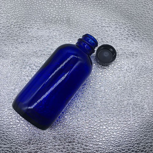 Wholesale Stocked 120 ML Cobalt Blue Boston Glass Bottle with Screw Plastic Cap